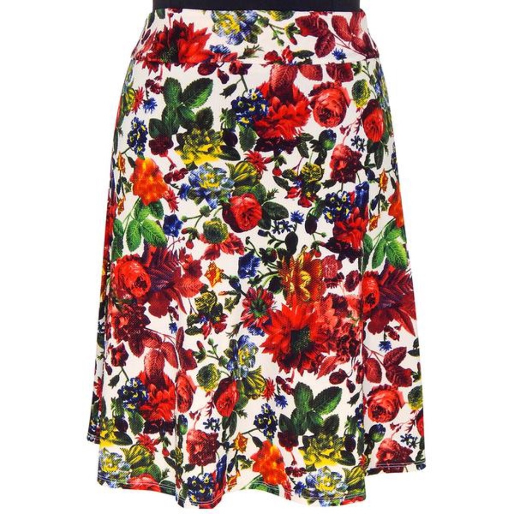 Plus Size Midi Floral Print Skirt